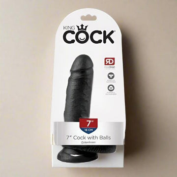 King Cock 7" Cock with Balls - Black Dildos & Dongs My Amazing Fantasy